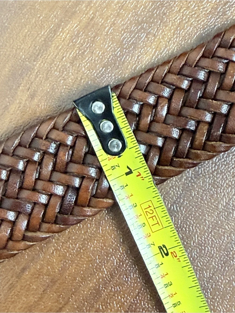 Polo Ralph Lauren Men’s Woven Brown Leather Belt with Tarnished Brass Buckle 36